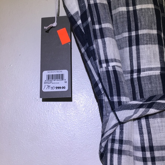 Nordstrom Signature Wrap Dress Navy White Plaid - Picture 3 of 8